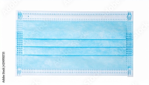 Blue medical face mask isolated on white background
