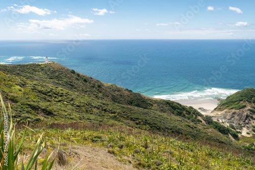 Foto Sweeping Coastal Panorama with Native Vegetation at Cape Reinga, Northland, New