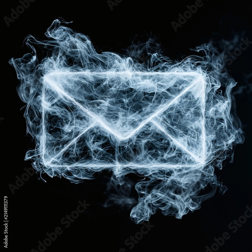 Ethereal smoke illustration of an envelope symbolizing communication and connection in a digital age