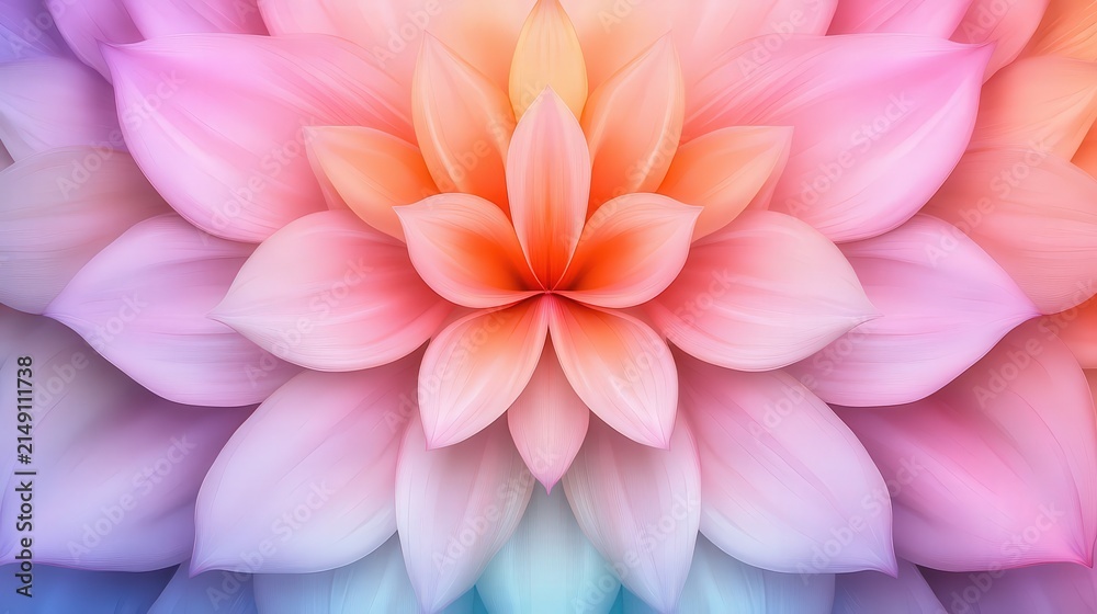 Fototapeta premium A vibrant floral design featuring a large, multicolored bloom, perfect for greeting cards, wellness themes, or digital backgrounds, evoking calmness and beauty,