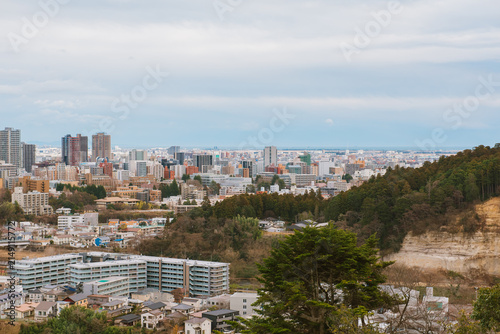Aerial view of Sendai, Japan, showcasing the vibrant cityscape of Tohoku’s largest city, surrounded by beautiful scenery and rich history.