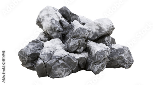 Foto Pile of rough grey and white cracked rocks