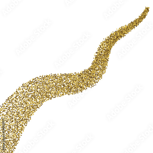 Golden Particle Stream on White Background - Abstract Design Element