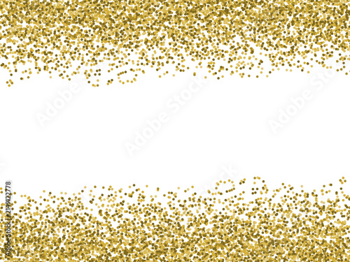 gold glitter border on white background for festive design