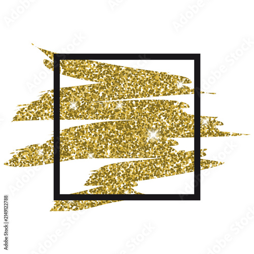 Golden Glitter Brush Stroke in Square Frame - Luxury Design Element