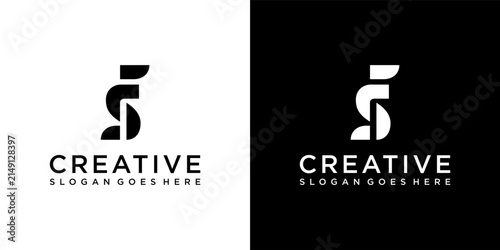 SF or FS initial letter logo design vector