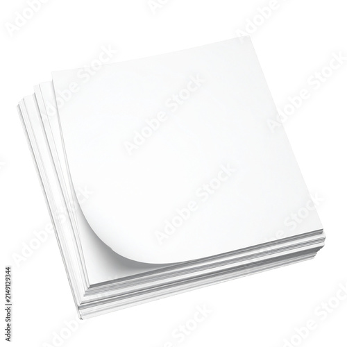Blank Paper Stack: A neatly stacked pile of crisp, white paper sheets, with one corner gently curled, ready for creative expression or important documentation.