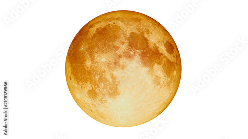 Full orange moon with visible craters and surface details