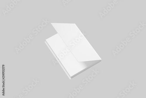 Hard cover book mock up isolated on soft gray background.