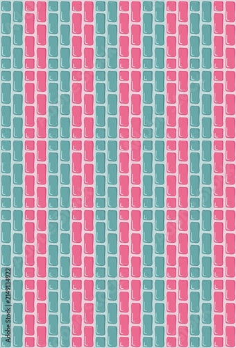 Brick arranged pattern pastel color blue teal, pink for wall decoration tile