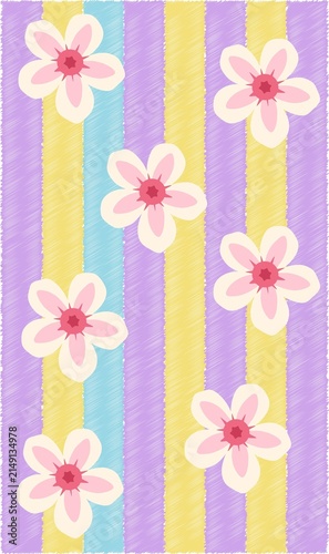 Flower with purple, yellow and blue line 