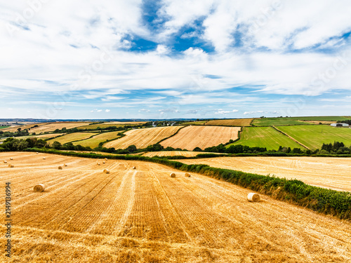 Cornwall Fields and Farms from a drone, Polruan, Cornwall, England