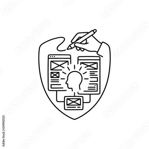 UI UX design process and user experience icon.