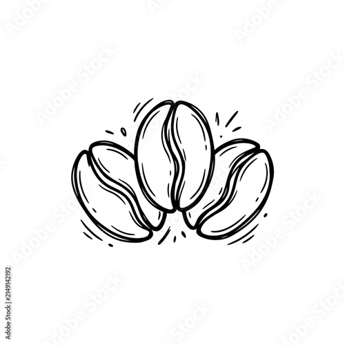 Three roasted coffee beans illustration.