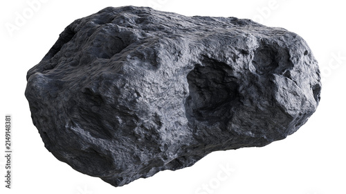 Dark rough asteroid with craters and irregular surface