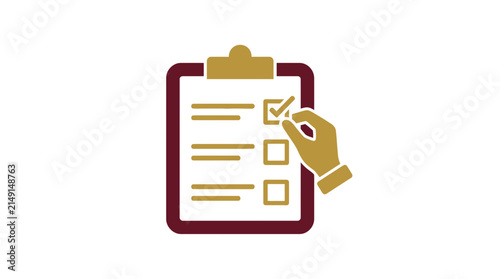 Fotografie Checklist icon: hand ticking off completed task on clipboard