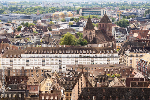 The aerial view shows the old town of Strasbourg in France