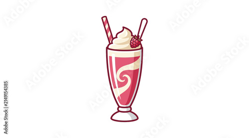 Strawberry Milkshake with Whipped Cream and Swirls