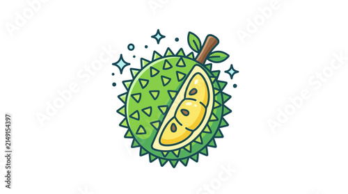 Spiky Durian Fruit Slice Icon