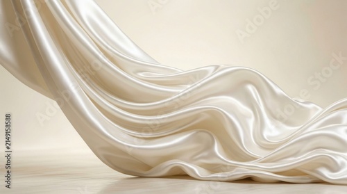Elegant flowing white silk fabric with soft light and shadows.