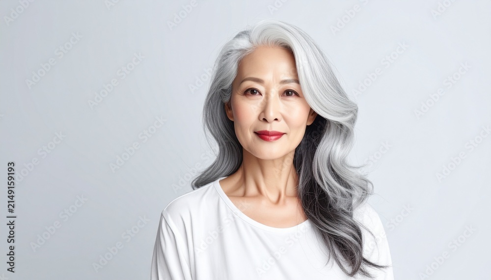 Fototapeta premium Monochrome Editorial Portrait of Chic Silver-Haired Senior Woman