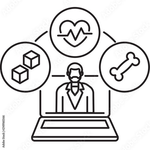 Line Icon-Telemedicine consultations cover a wide range of medical conditions