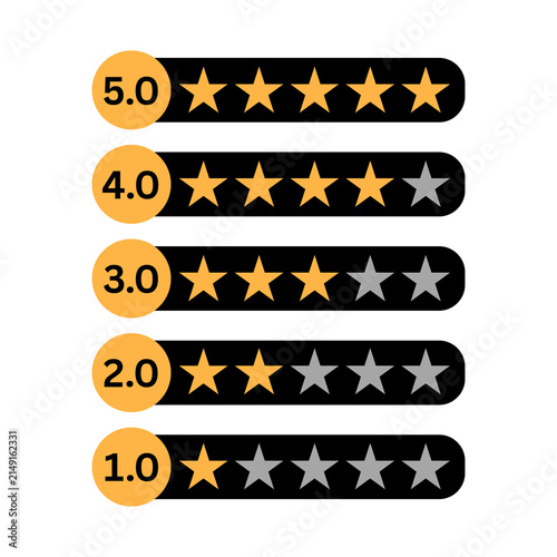 Fotografie 1 to 5 star rating chart on transparent background, customer review feedback lis