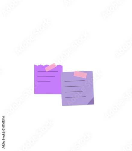 Purple sticky notes with text labels isolated