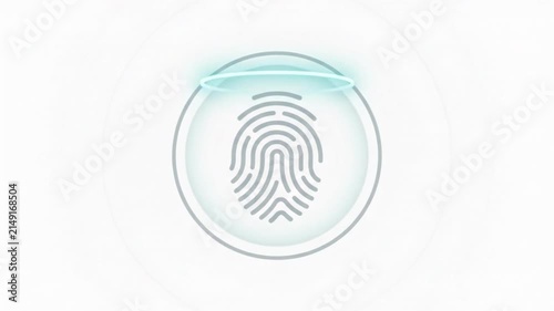Fingerprint Biometric Scan Icon on White Background Seamless Loop