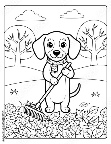 Cozy Autumn Dachshund Coloring  Pages 