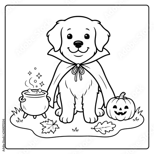 Cozy Fall Puppy Coloring Pages  