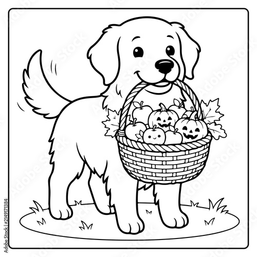 Cozy Fall Puppy Coloring Pages  