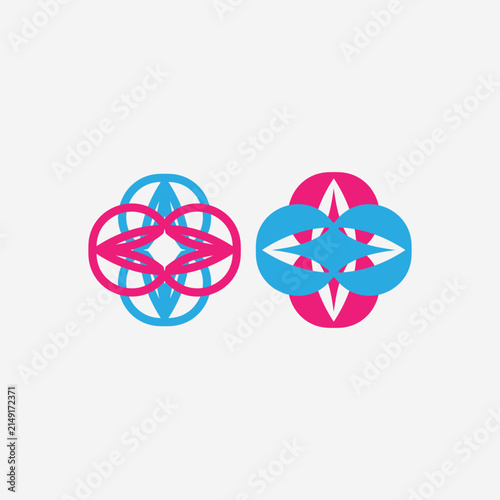 Colorful Abstract Geometric Shapes Set Featuring Diamond Ring Icon Vector Illustration and Star Symbol Design