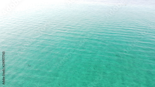 Top down aerial view of crystal clear turquoise sea water texture background