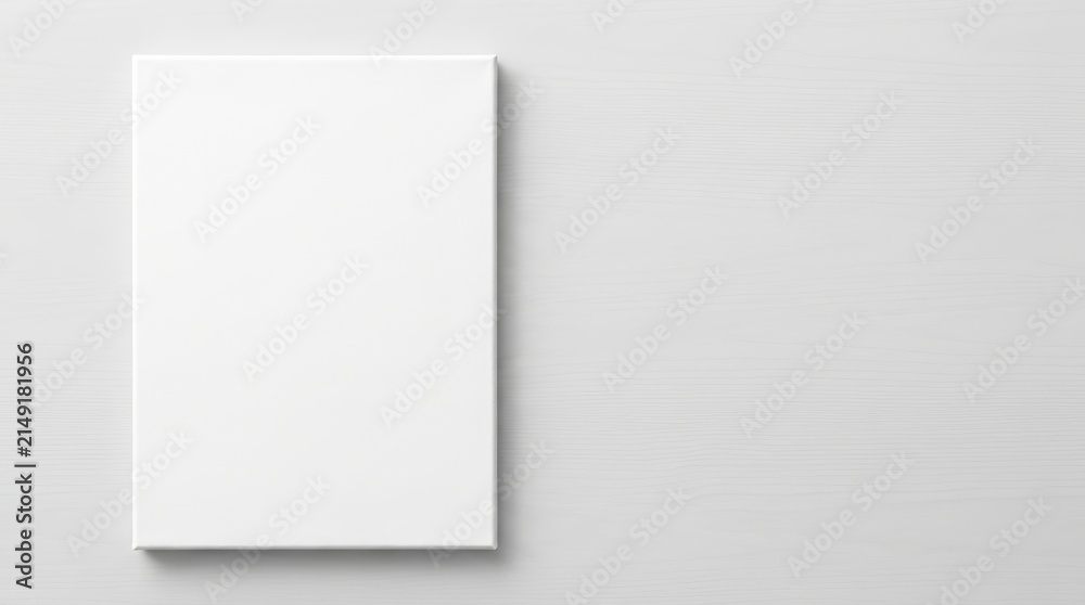 Fototapeta premium Blank white canvas on a light gray background with copy space.
