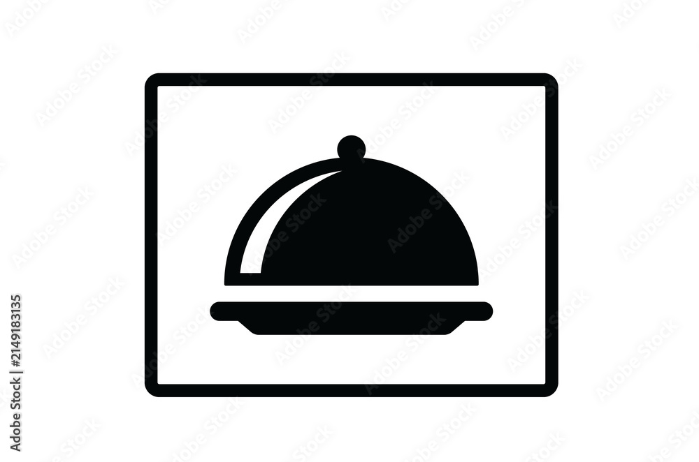 Fototapeta premium Food Cover Cloche Sign: Framed Food Tray Vector Icon