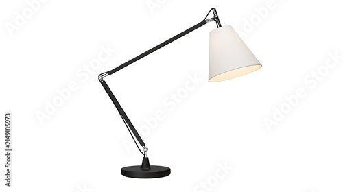 Quadro su tela Modern black articulated desk lamp with white conical shade