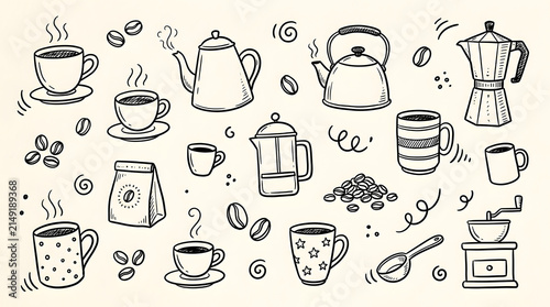 set of hand drawn icons