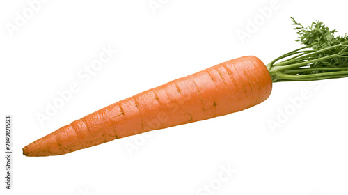 Obraz na płótnie Orange carrot with green leafy tops