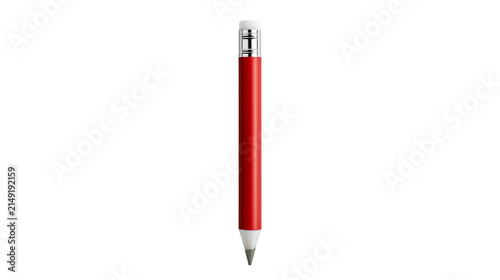 Red pencil with white eraser and silver ferrule