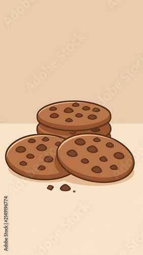 Delicious Chocolate Chip Cookies on a Table.