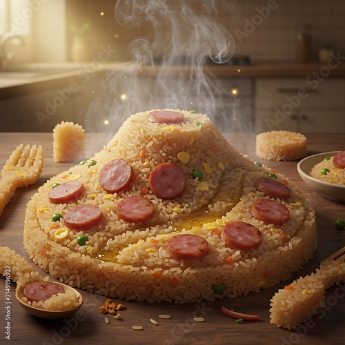 Delicious gourmet pizza with prosciutto and arugula on wooden board.