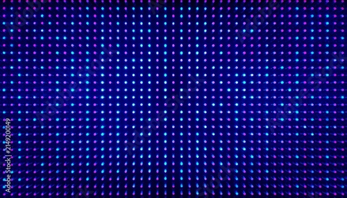 Led video wall screen texture background, blue and purple color light diode dot grid tv panel, lcd display with pixels pattern, television digital monitor,