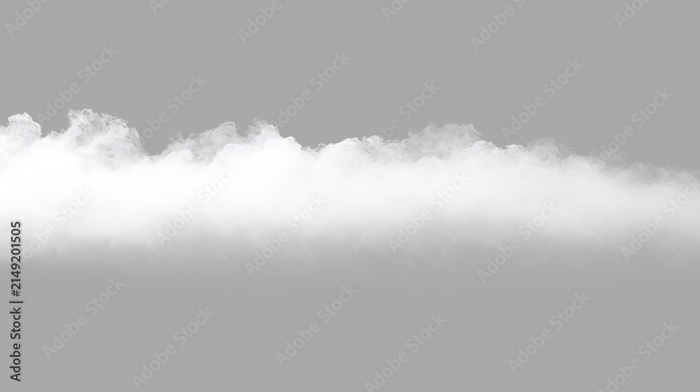 Fototapeta premium Clouds float in a horizontal line on a transparent background showing an overcast sky appearance