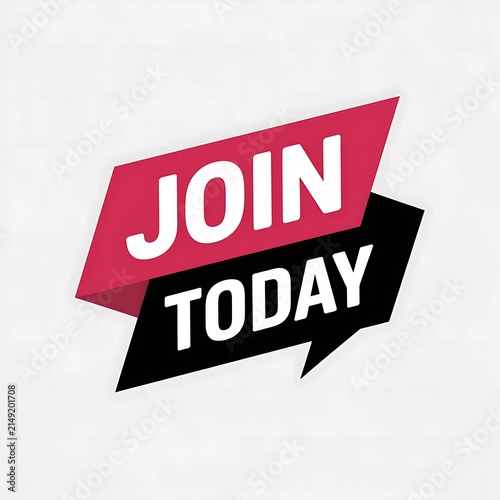 Join today text sticker with pink and black speech bubbles