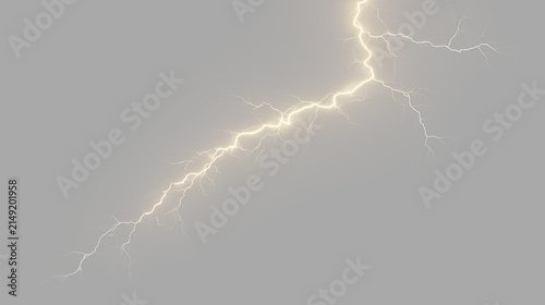 Obraz na plátně Yellow lightning bolt with a transparent background displaying bright energy in