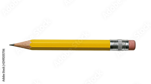 Canvastavla Yellow wooden pencil with graphite tip and pink eraser