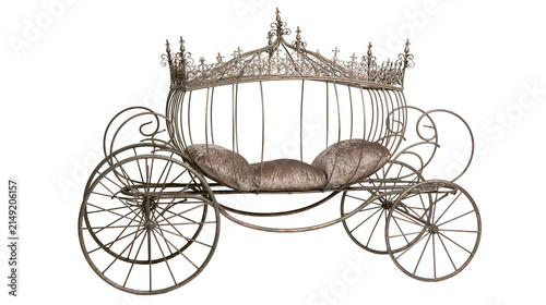 Fotografía Ornate metal carriage with crown top and plush cushions