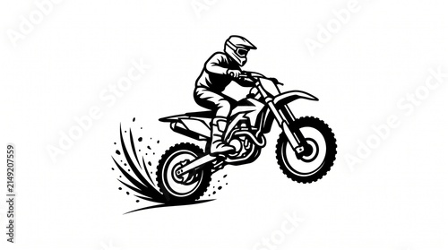 Canvas Print Dynamic motocross racer performing high speed dirt bike stunt illustration art