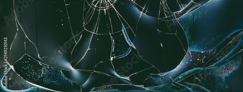 texture damage marks and fractures on a shattered TV or monitor screen